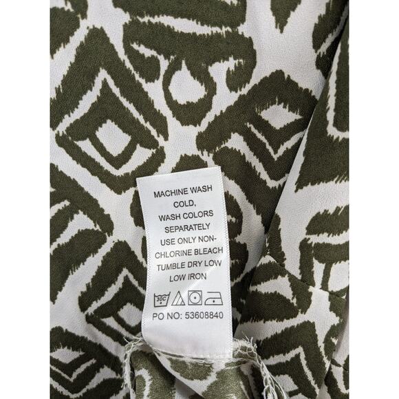 Jessica London Long Tunic 18W Green White Geometric Print Relaxed Full Coverage - Picture 6 of 9